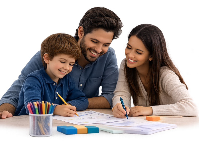 Happy family receiving special education support